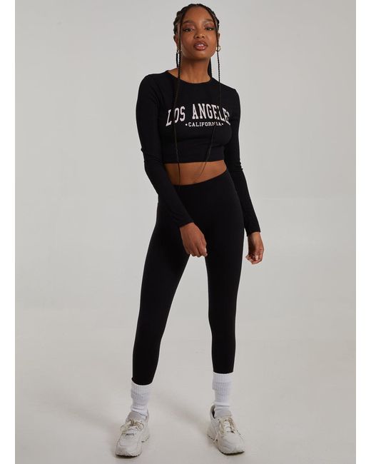 Pink Vanilla Black Los Angeles Varsity Print Top