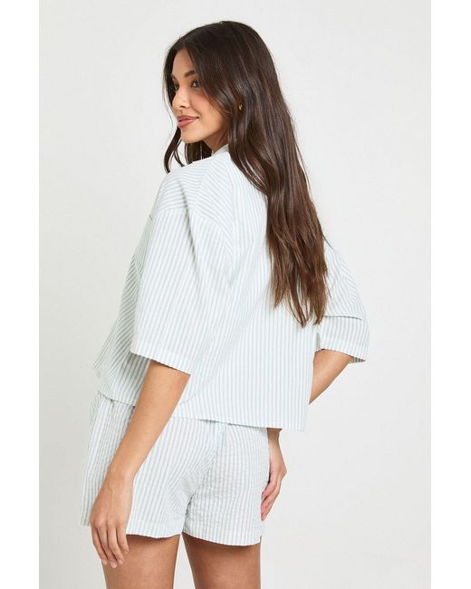 Boohoo White Stripe Short Sleeve Shirt & Co-Ord
