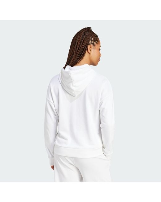 Adidas White Essentials Small Logo French Terry Hoodie