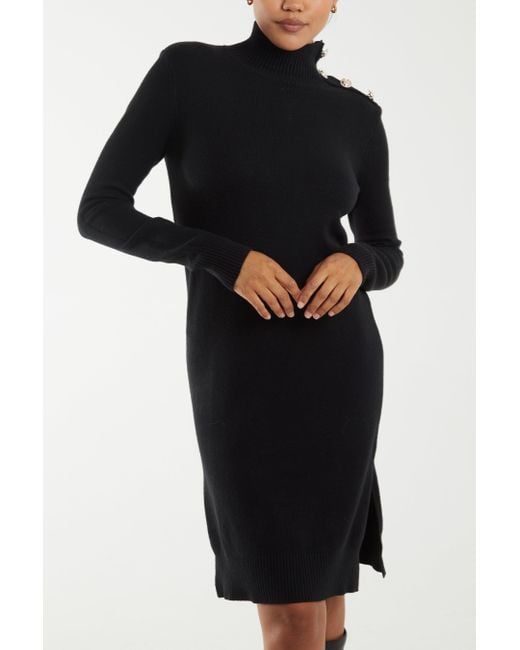 Blue Vanilla Black Vanilla Roll Neck Ribbed Jumper Dress