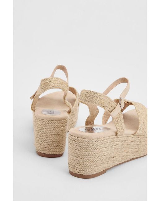 Faith Natural Olivia Open Toe Platform Espadrille Wedge Sandals
