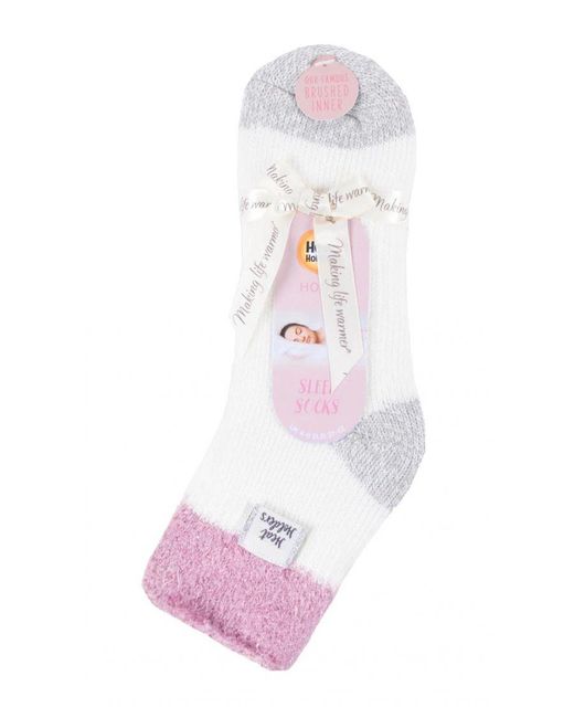Heat Holders White Ladies Extra Fluffy Bed Socks For Lounging Around
