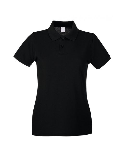 Fruit Of The Loom Black Ladies Lady Fit Short-Sleeved Polo Shirt (Jet) Cotton