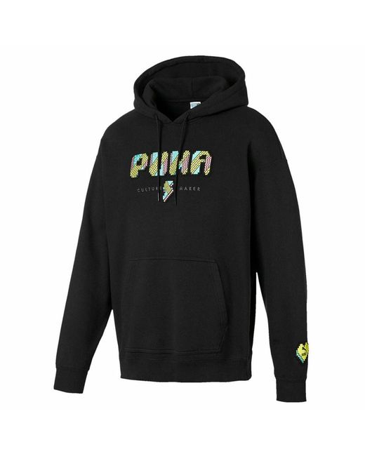 PUMA Black Pop Style Long Sleeve Pullover Hoodie 596849 01 Cotton for men