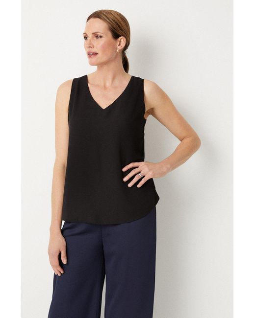 Wallis Black Plain V Neck Cami Top