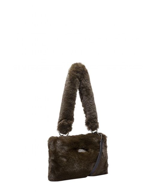 Claudia Canova Green Faux Fur Cross Body Shoulder Bag