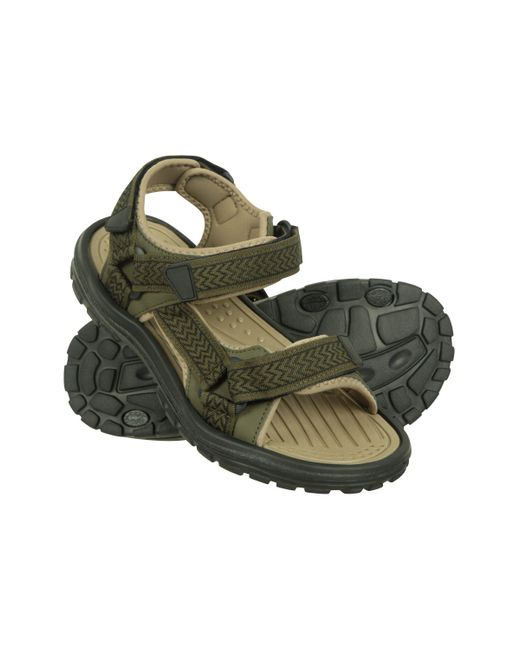 Mountain Warehouse Green 'Crete' Sandals Cushioned Footbed Open Toe Comfy Summer Holiday Shoes Textile for men