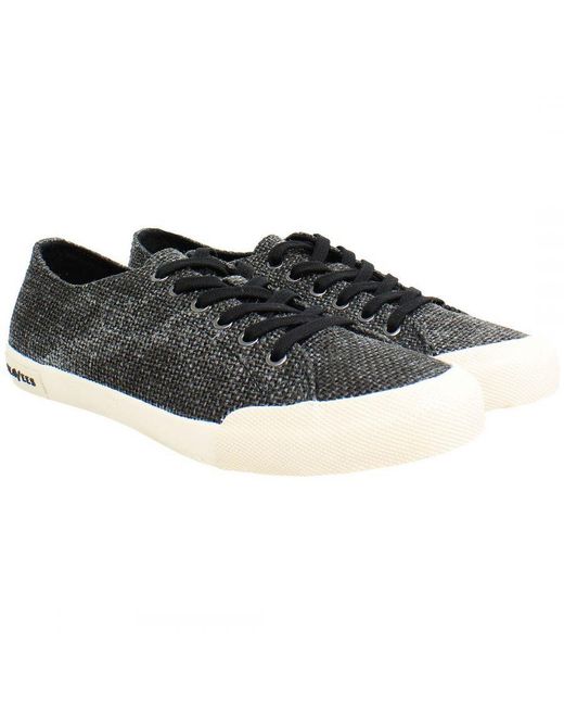 Seavees Black Monterey Raffia Plimsolls