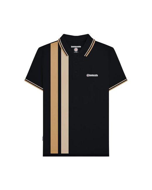 Lambretta Black Vertical Stripe Polo Shirt /Nomad) for men