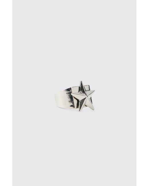BoohooMAN Metallic Star Ring Zinc for men