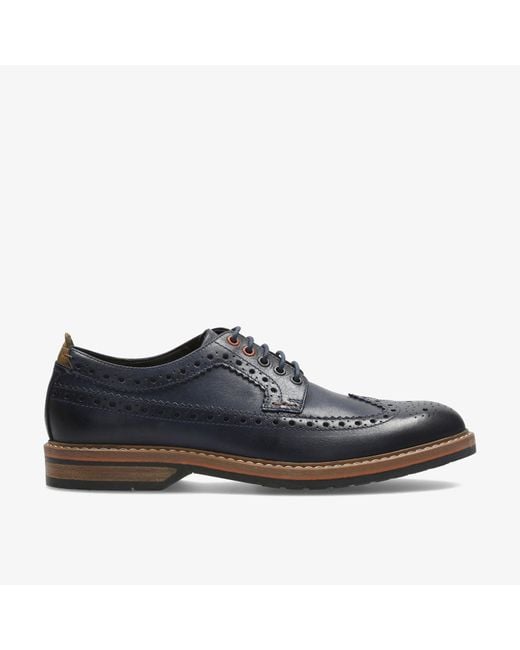 Clarks Blue Pitney Limit Leather Shoes for men