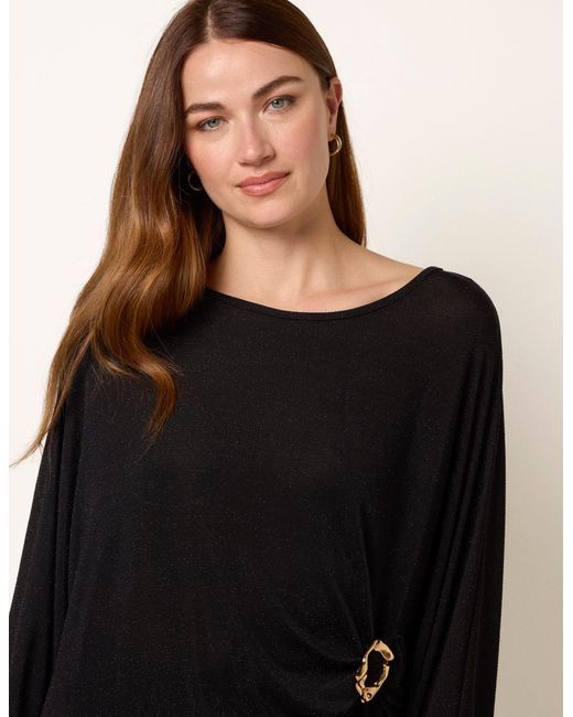 Blue Vanilla Black Buckle Metallic Top