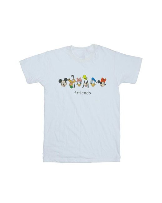 Disney Blue Ladies Mickey Mouse And Friends Cotton Boyfriend T-Shirt