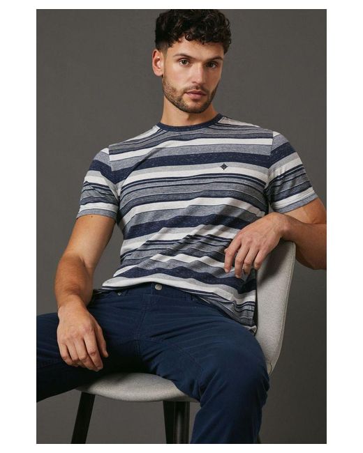 MAINE Gray Denver Stripe T-Shirt for men