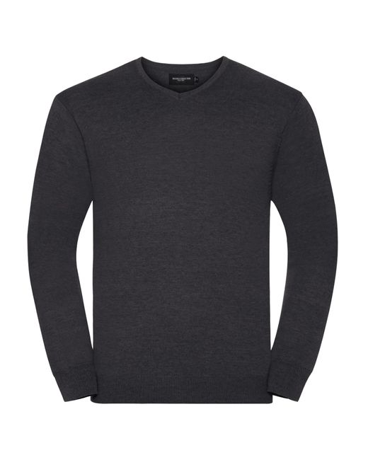 Russell Black Collection V-Neck Knitted Pullover Sweatshirt Marl) for men