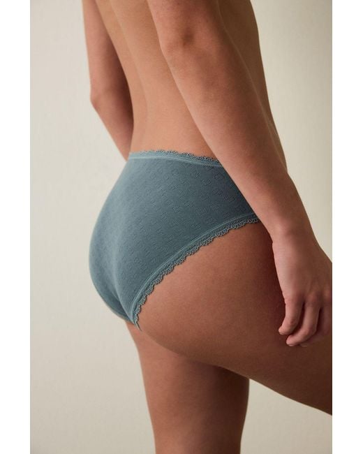 Penti Blue Low-Waist Heart Print Cotton Hipster Brief