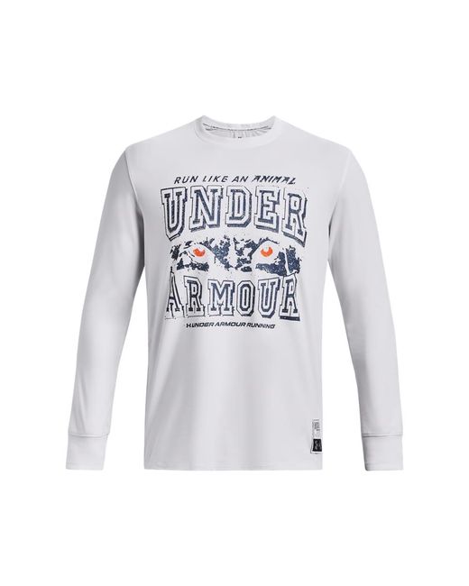 Under Armour White Run Like A... Long Sleeve Warmup Top for men