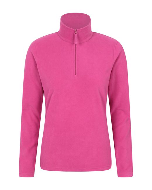 Mountain Warehouse Pink 'Camber' Striped Fleece Top Half Zip Quick Dry Breathable Sweater
