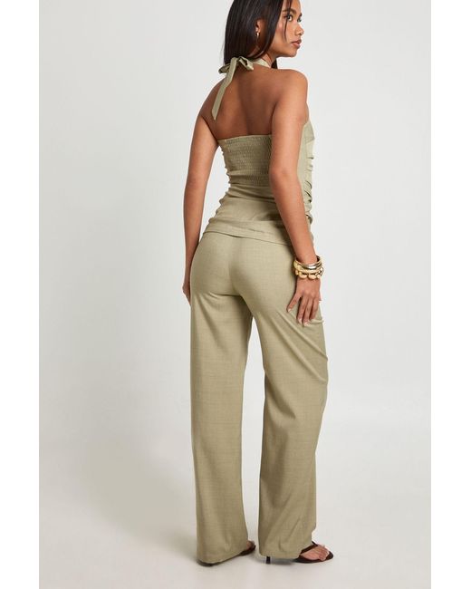 Boohoo Natural Marl Mid Rise Tailored Trouser