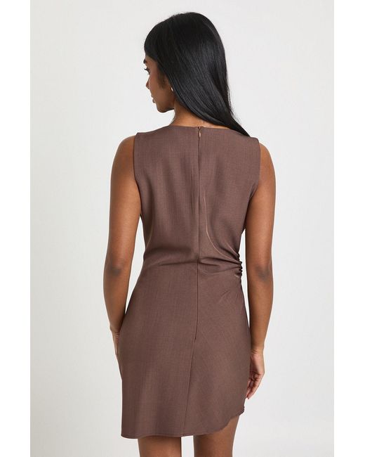 Boohoo Brown O Ring Ruched Detail Shift Dress