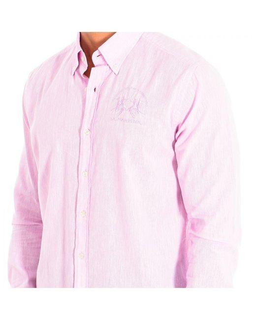 La Martina White Long Sleeve Shirt Tmc004-tl072 Cotton for men