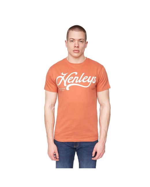 Henleys Orange Scripthen T-Shirt for men