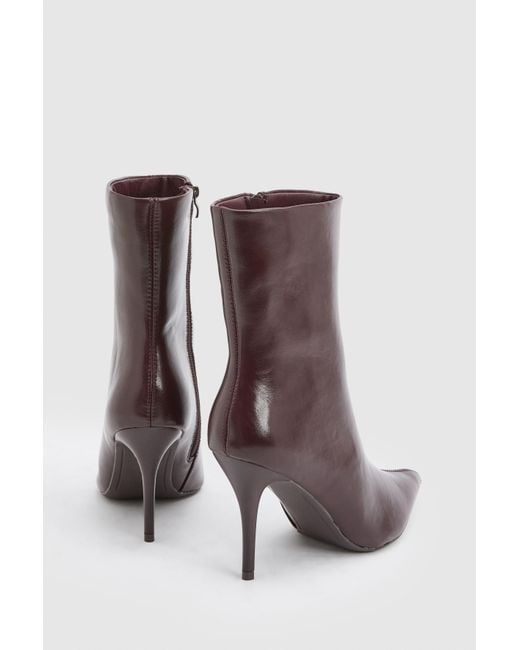 Faith Brown Yasmin Faux Leather High Stiletto Ankle Boots