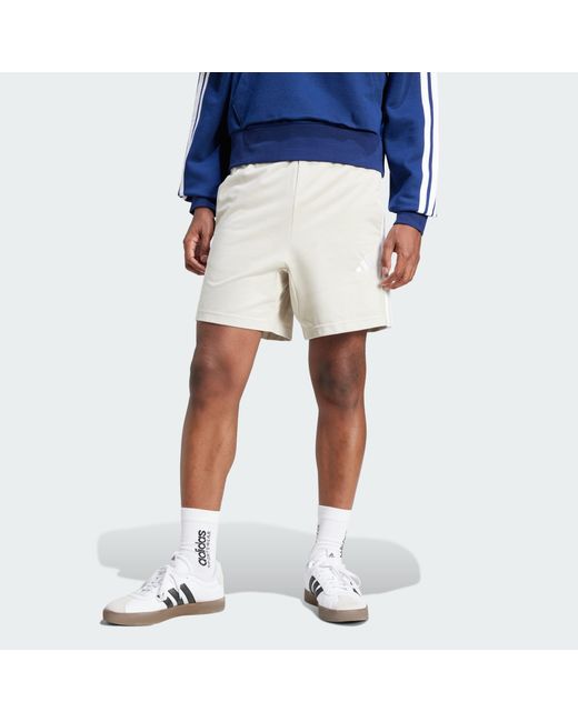 Adidas Blue Essentials 3-Stripes Single Jersey Shorts 7-Inch for men
