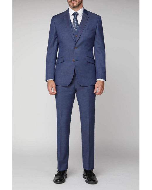 Scott Blue Long Sleeve Regular Suit Jacket for men