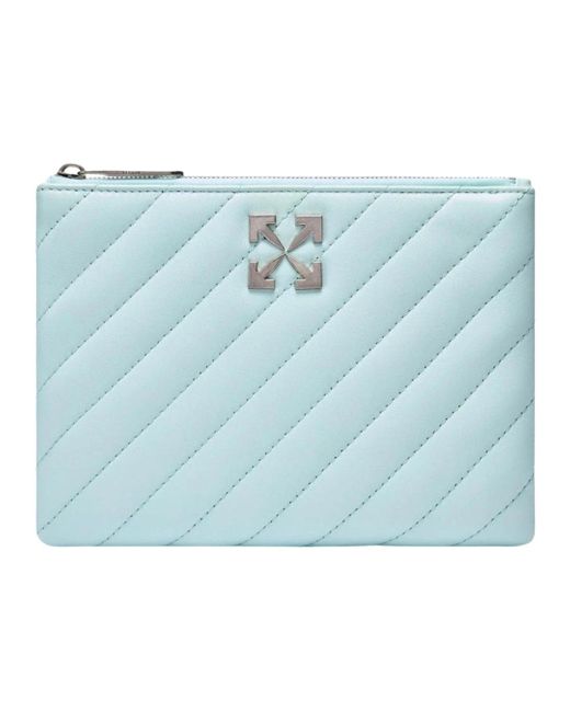 Off-White c/o Virgil Abloh Blue Jackhammer Flat Pouch Ledertasche