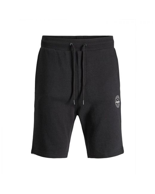Jack & Jones Gray Jack&jones Unbrushed Loopback Sweat Shorts With Small Print Cotton for men