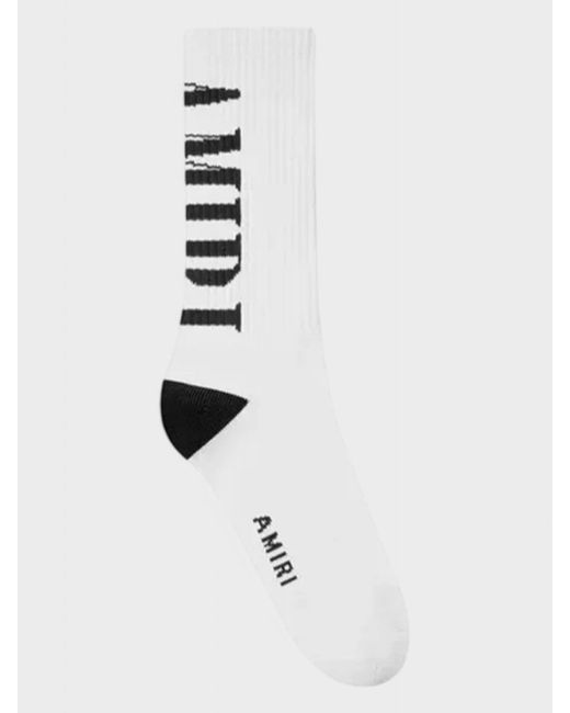 Amiri White Vertical Logo Socks for men