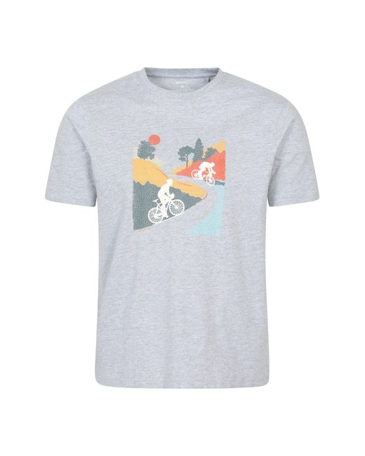 Mountain Warehouse White 'Bike' Tee Cotton T-Shirt Relaxed Fit Breathable Casual Tee for men