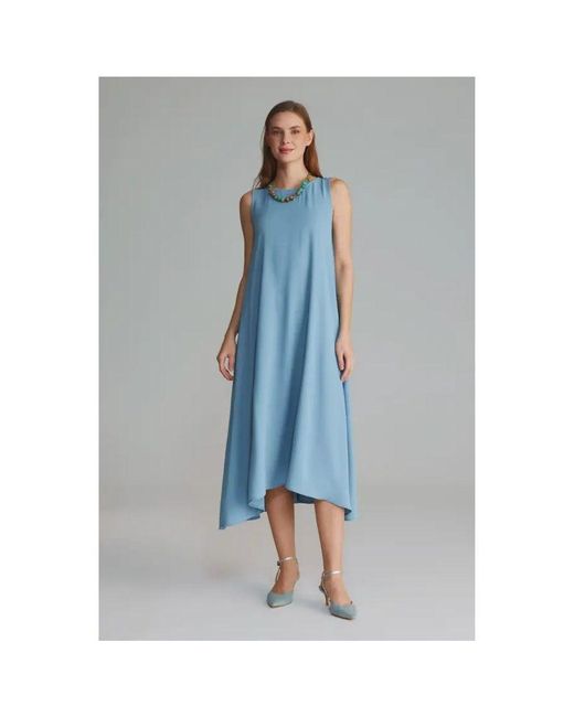 GUSTO Blue Long Dress With Tie Detail