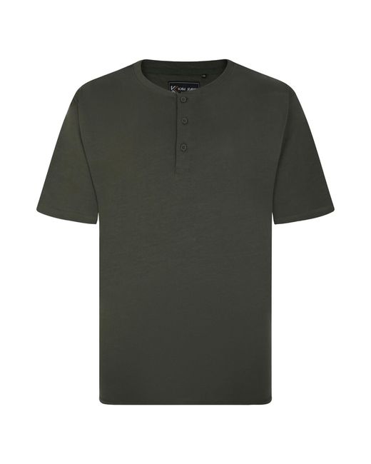 KAM Jeanswear Green Kam Plus Size O-Neck Tee Shirt Button Up for men