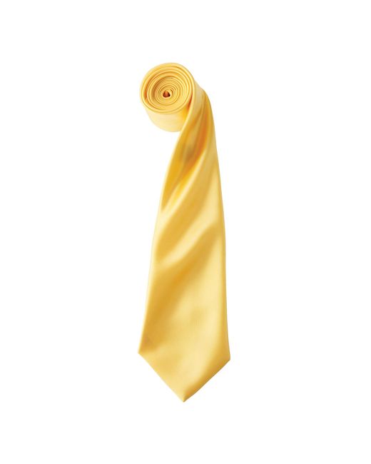 PREMIER Yellow Plain Satin Tie (Narrow Blade) (Sunflower) for men