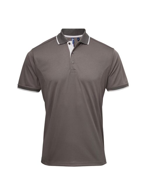 PREMIER Gray Contrast Coolchecker Polo Shirt (Dark/ for men