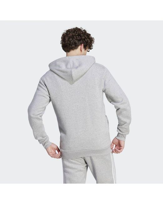 Adidas Gray Essentials Fleece 3-Stripes Full-Zip Hoodie for men