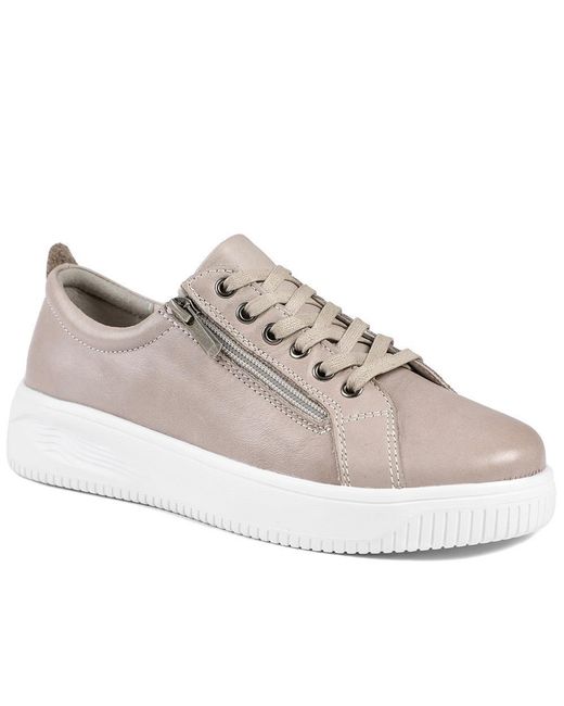 Jones Bootmaker Gray Anara Zip & Lace Leather Trainers