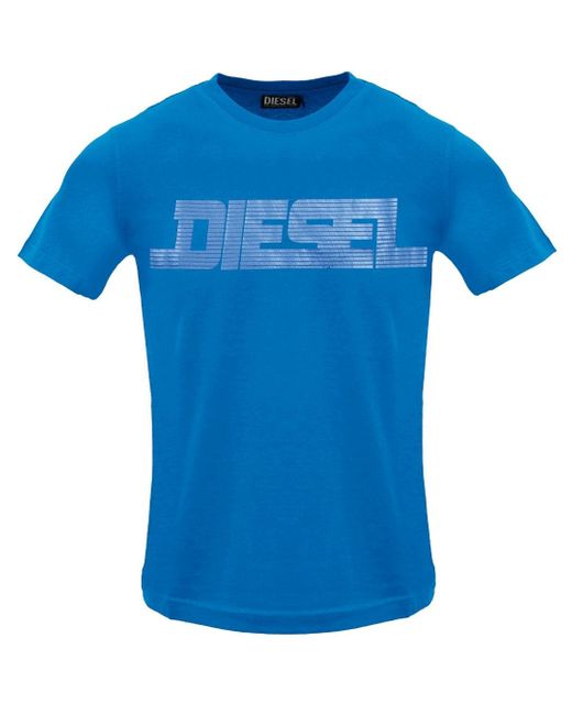 DIESEL Blue Monotone Logo Sapphire T-Shirt Cotton for men