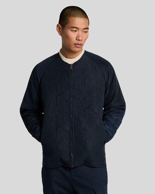 Lyle & Scott Blue Emblem Quilted Jacket for men