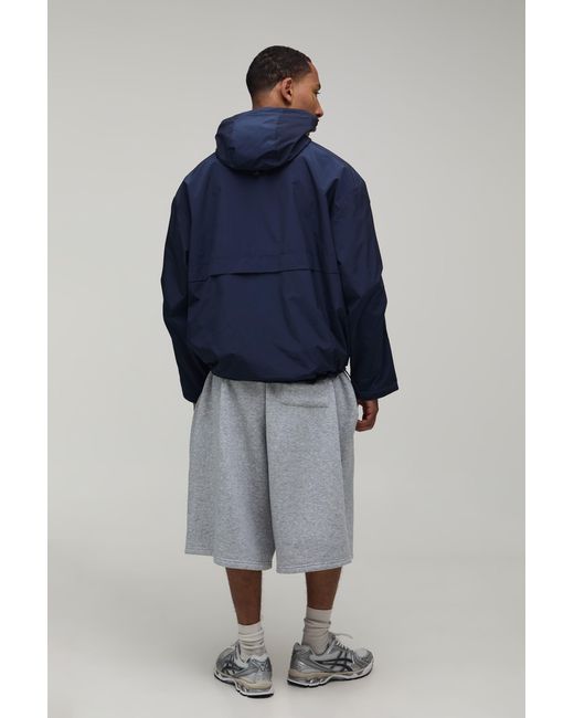 BoohooMAN Blue Oversized Boxy Hooded Toggle Cagoule for men