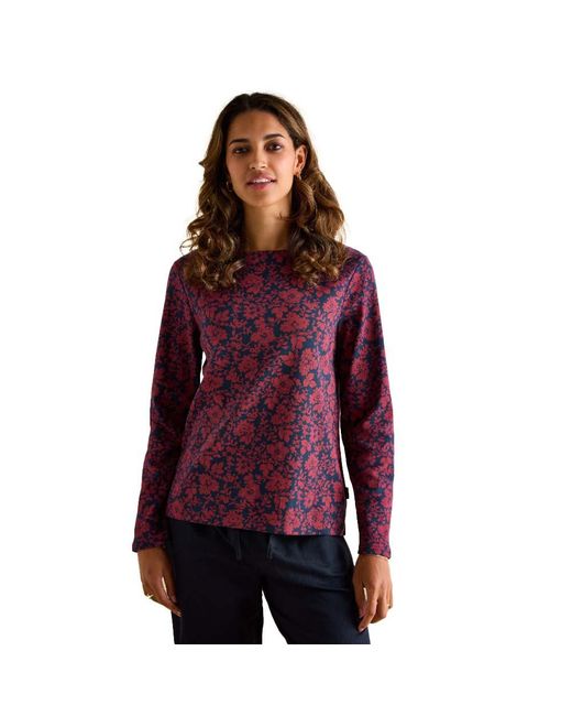 Joules Red Harbour Print Long Sleeve Top