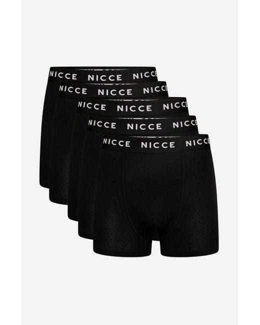 Nicce London Black 5-Pack Cotton Rich Boxer Briefs With Logo Waistband for men