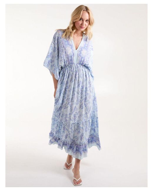 Blue Vanilla Blue Vanilla V Neck Flutter Sleeve Maxi Dress