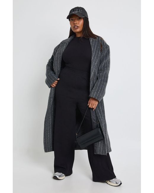 Boohoo Black Plus Basic Rib Straight Leg Trouser