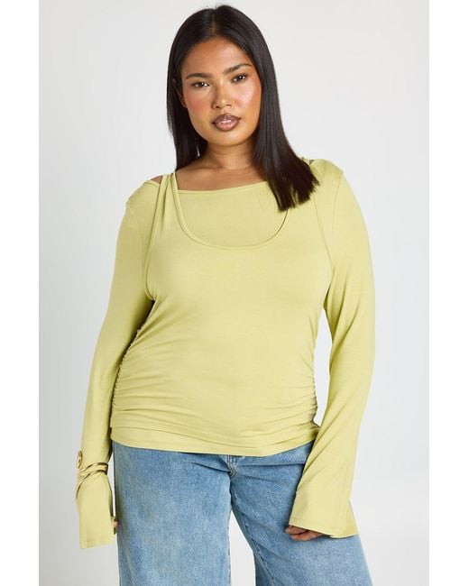 Boohoo Yellow Plus Soft Double Layer Long Sleeve Top