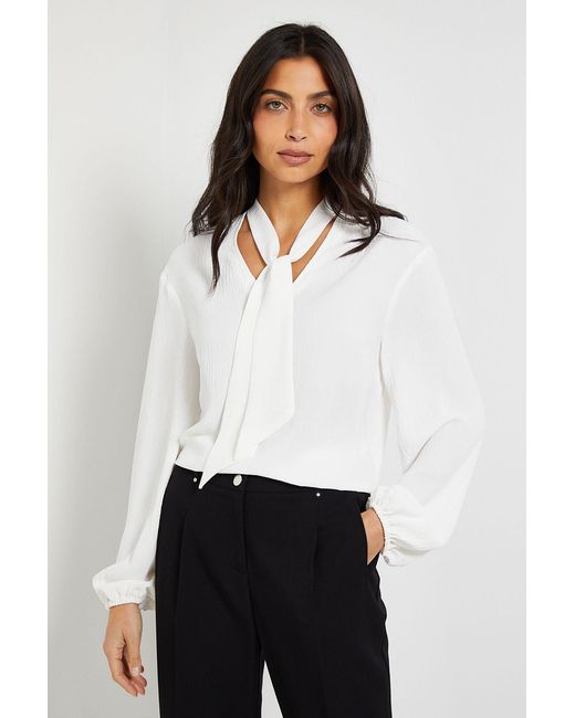 Wallis White Tie Neck Woven Blouse