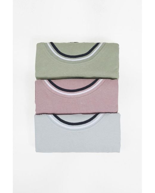 Brave Soul Gray 3-Pack Crew Neck T-Shirts With Rib Detail for men
