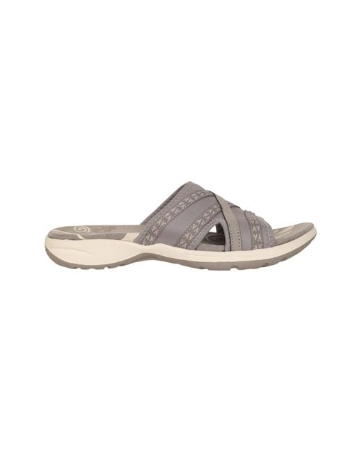 Mountain Warehouse Gray 'Crest' Slip On Comfort Sliders Casual Cushioned Ladies Open Toe Sandals